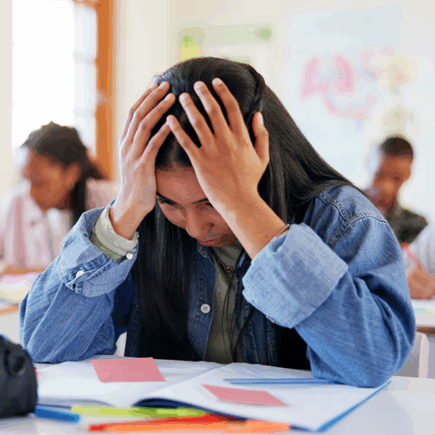 teen struggling with mental health at school